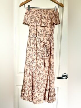 Shore NWT Ruffle Midi Dress Vintage Bloom Pink Floral Size XS